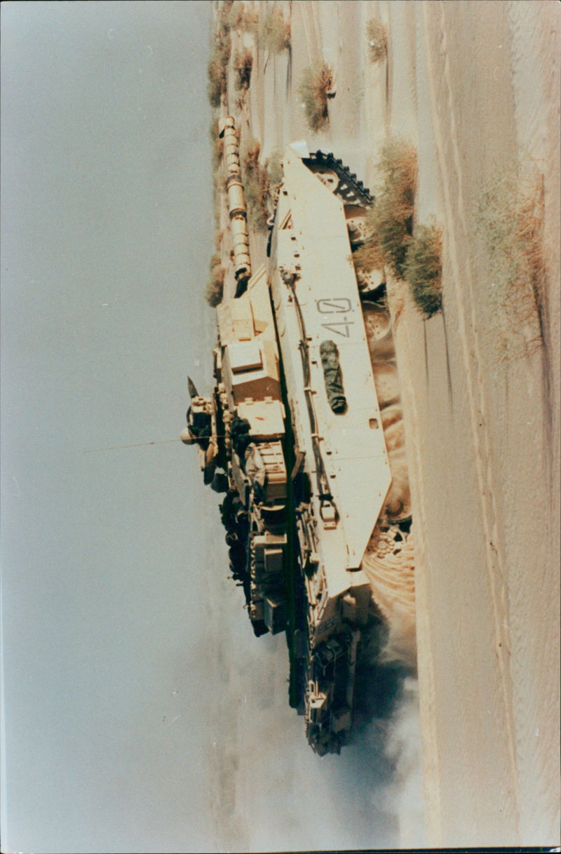 Young British teenagers as soldiers inside Challenger tankers - Vintage Photograph