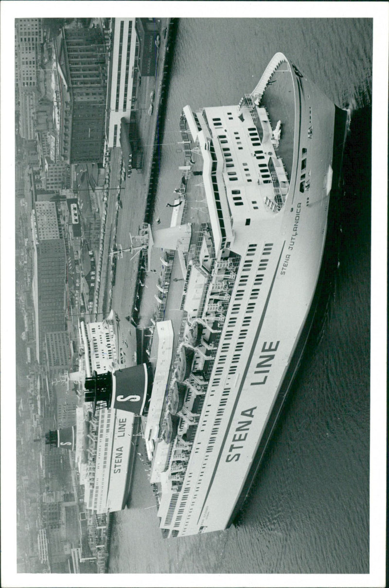 View of two of Stena Lines ferries in a harbor - Vintage Photograph