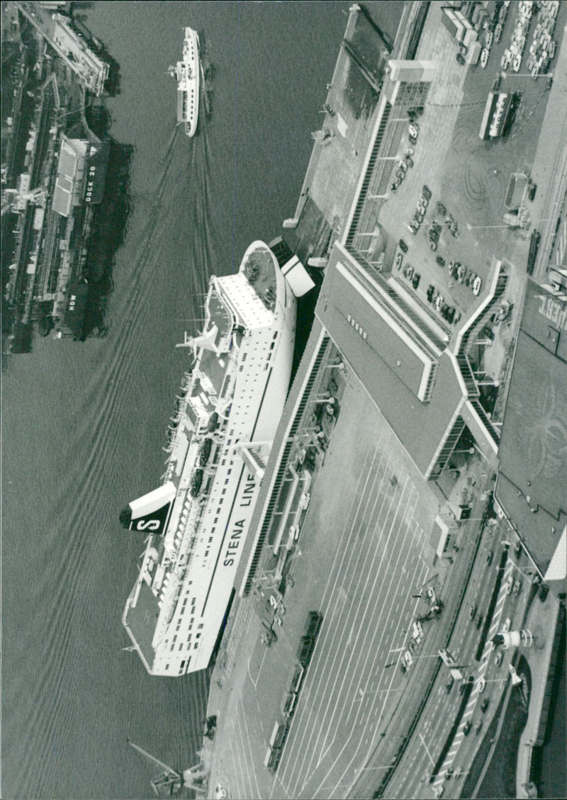 View of one of Stena Lines ferries in a harbor - Vintage Photograph