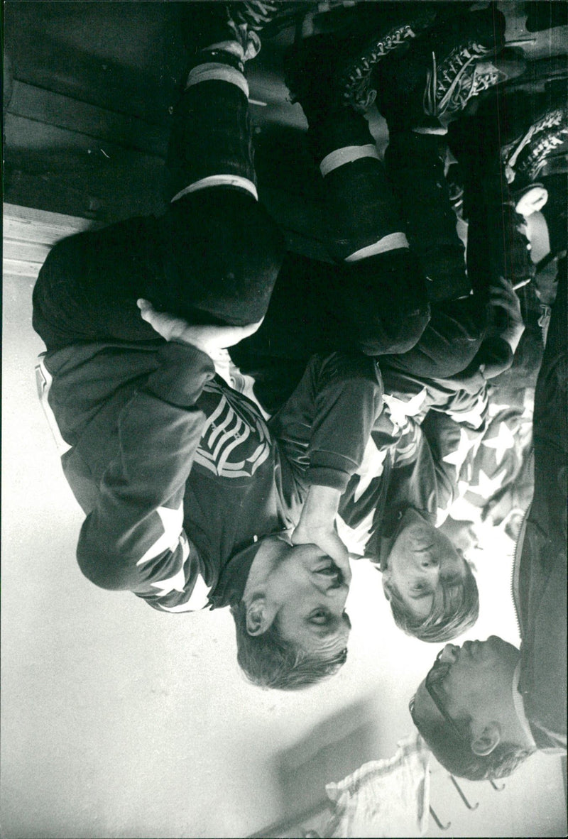 Keeper Emanuelsson (DN), Leif Bengtsson and Jarl Wahlberg in the locker room - Vintage Photograph