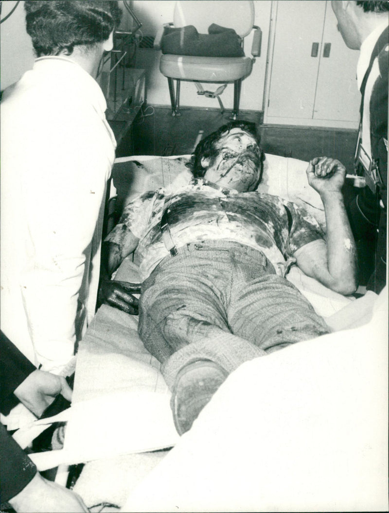 Francesco Caracappa is bloody in hospital - Vintage Photograph