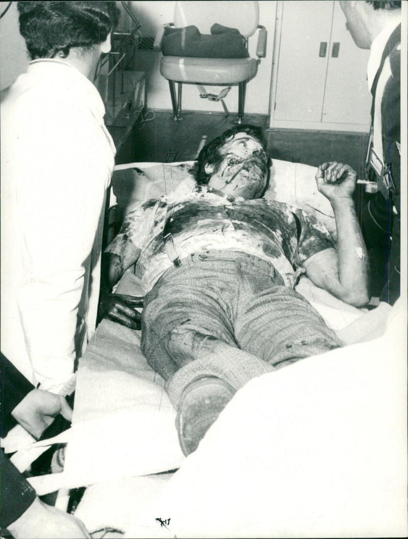 Francesco Caracappa is bloody in hospital - Vintage Photograph