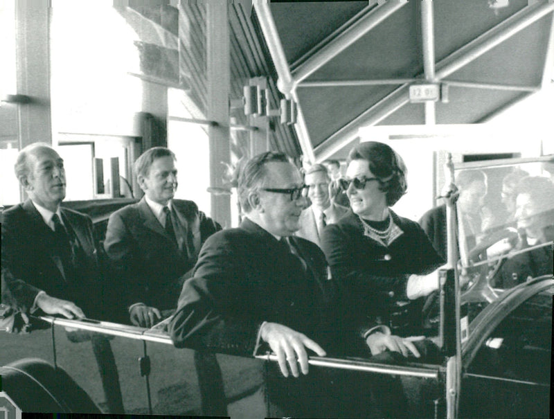 Hilmar Baunsgaard and Olof Palme are visiting Volvo in Gothenburg. - Vintage Photograph