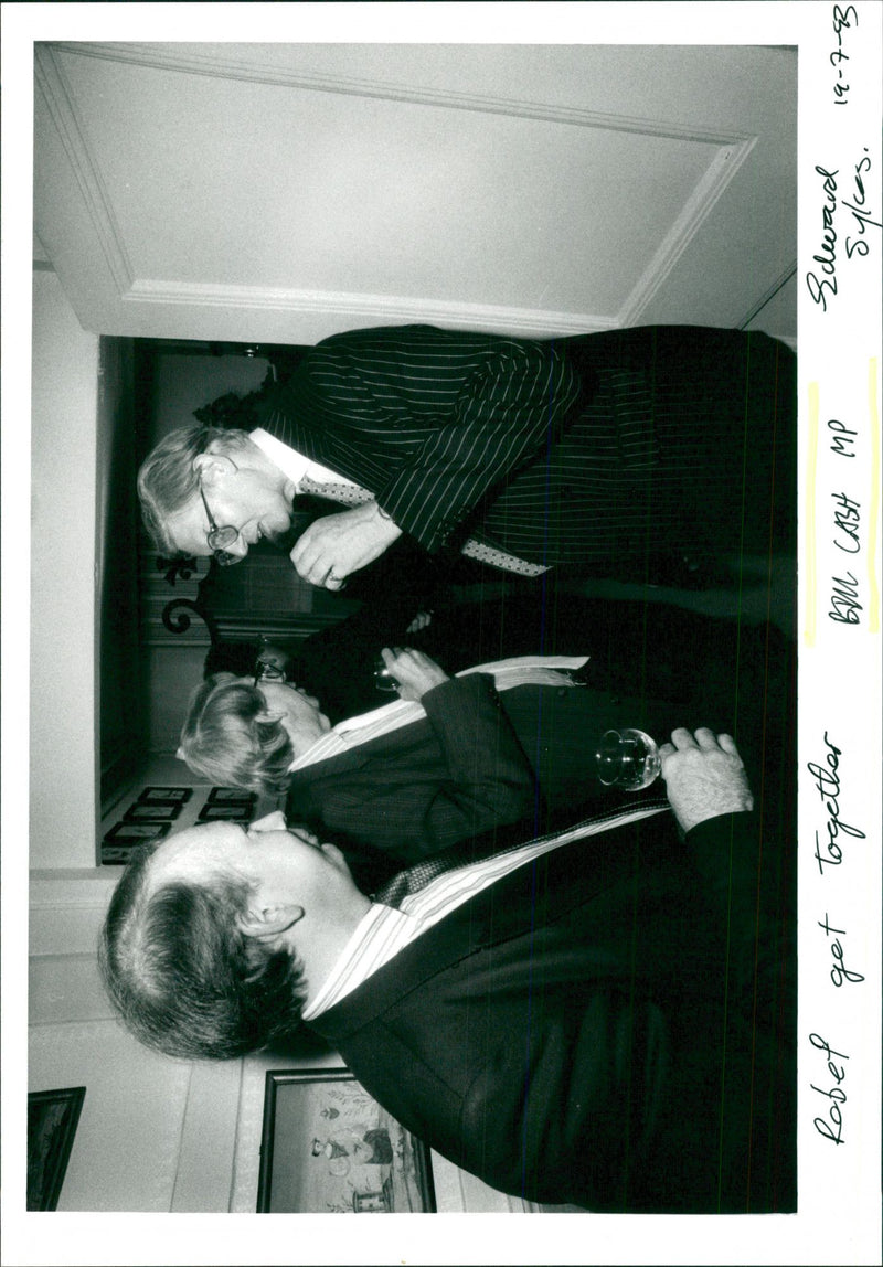 Bill Cash MP in rebel get together with fellow politicians - Vintage Photograph
