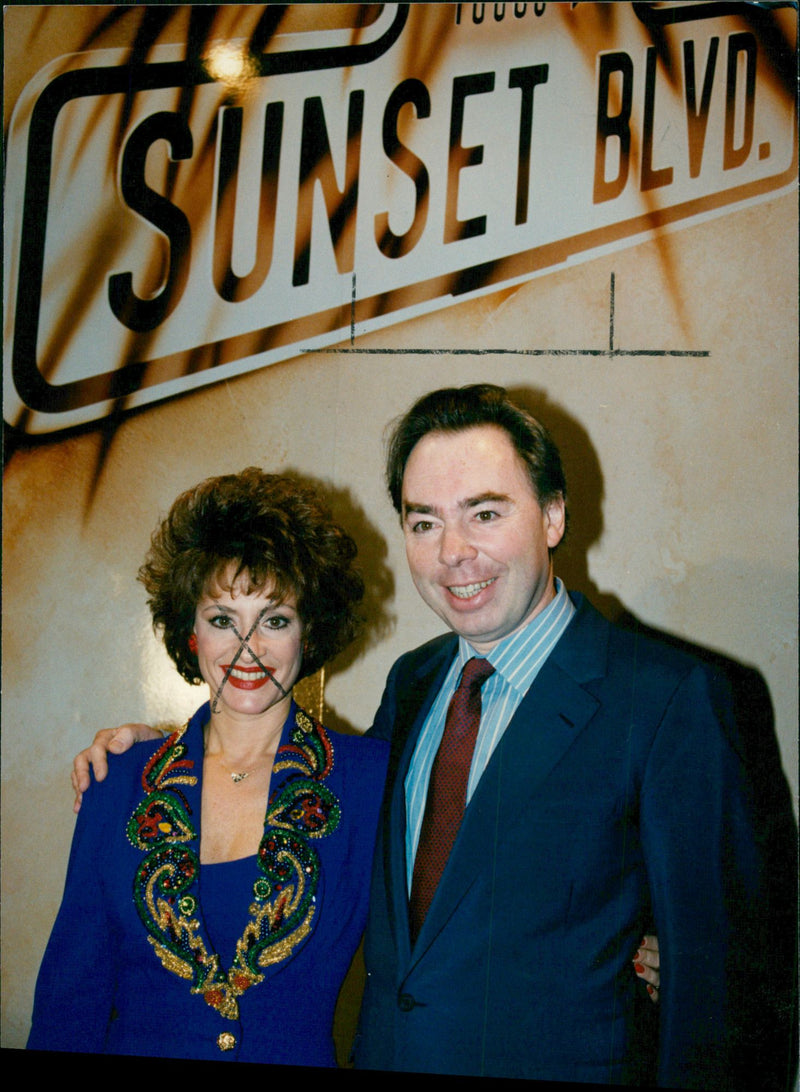 Andrew Lloyd Webber with Patti LuPone at London during launch his new musical "Sunset Boulevard" - Vintage Photograph