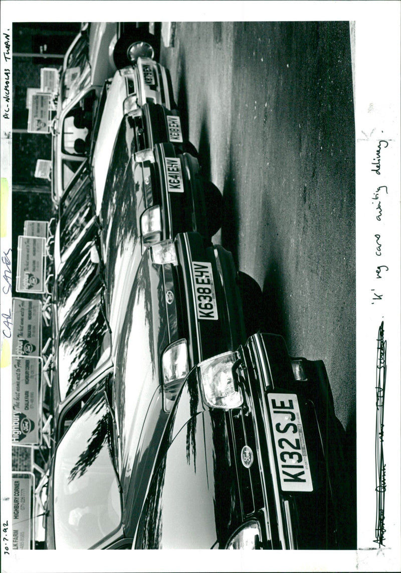 "K" reg fleet cars awaiting delivery - Vintage Photograph