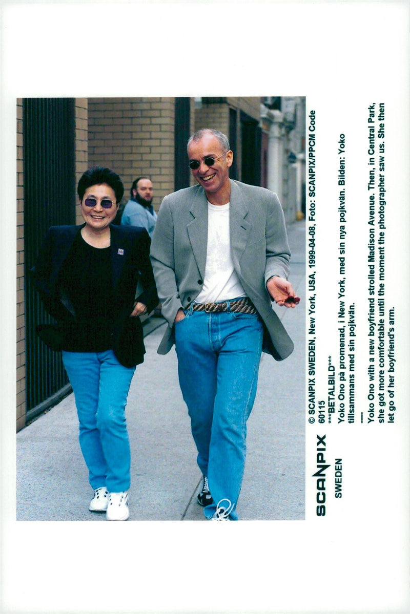 Yoko Ono with boyfriend stroll down Madison Avenue - Vintage Photograph