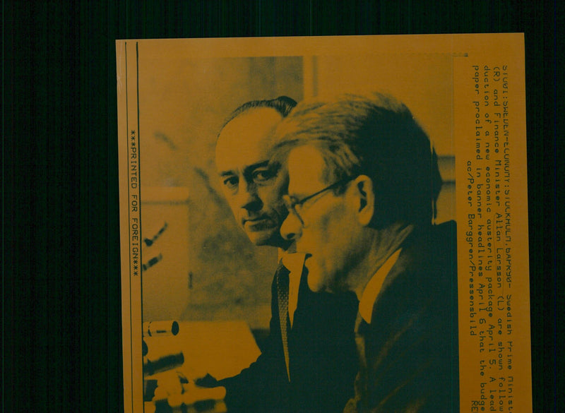 Swedish politician Allan Larsson with former Swedish Prime minister Ingvar Carlsson - Vintage Photograph