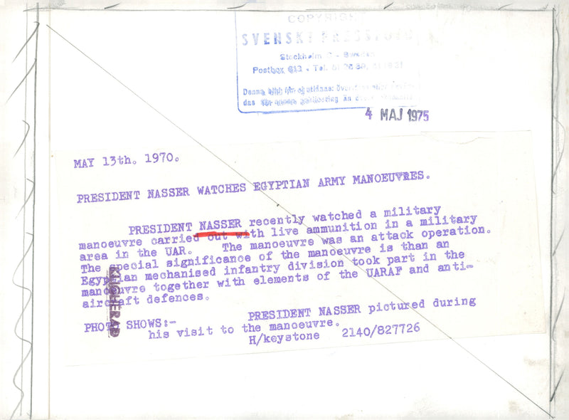 Egyptian President Abdel Nasser during a military demonstration show - Vintage Photograph