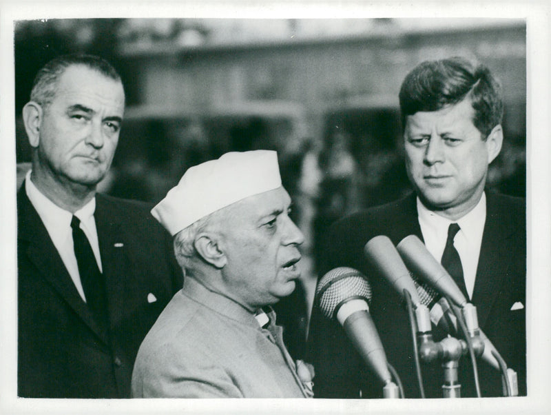 Indian politician Pandit Jawaharlat Nehru with President Kennedy - Vintage Photograph