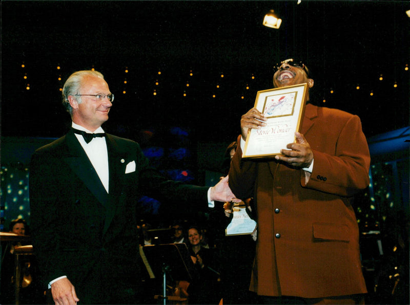 Singer Stevie Wonder with the king - Vintage Photograph