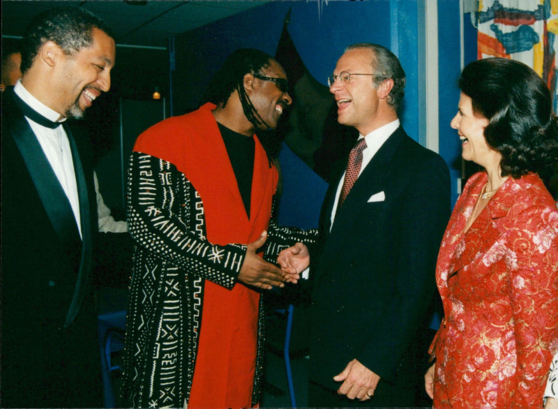 Singer Stevie Wonder with the royal family - Vintage Photograph