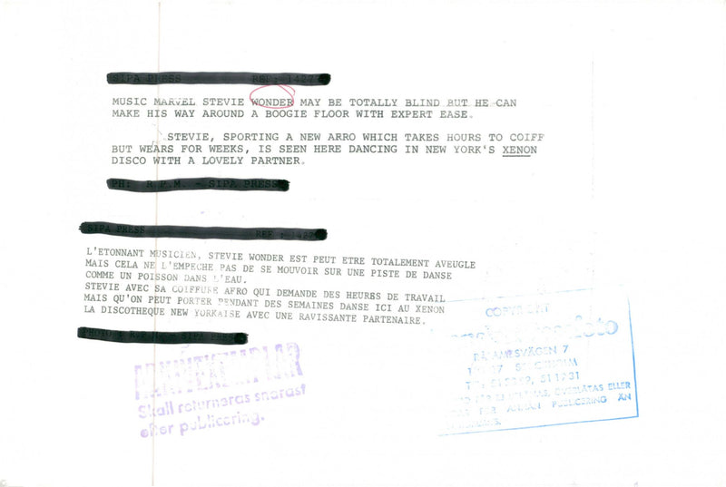 Singer Stevie Wonder - Vintage Photograph