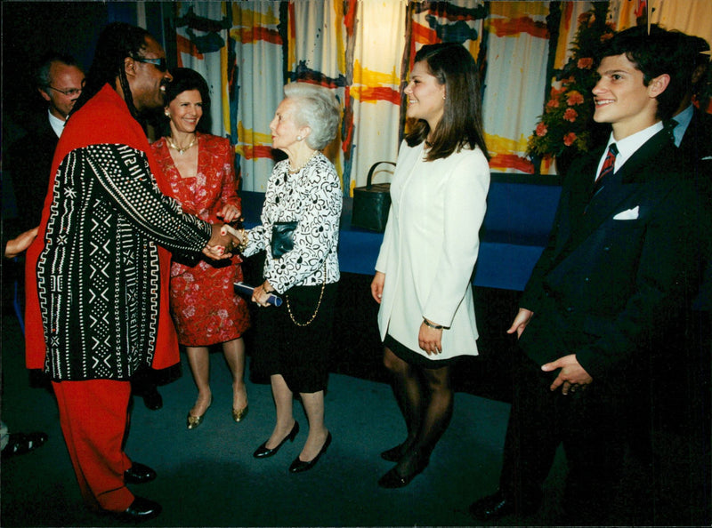 Singer Stevie Wonder with the royal family - Vintage Photograph