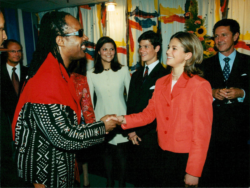 Singer Stevie Wonder with the royal family - Vintage Photograph