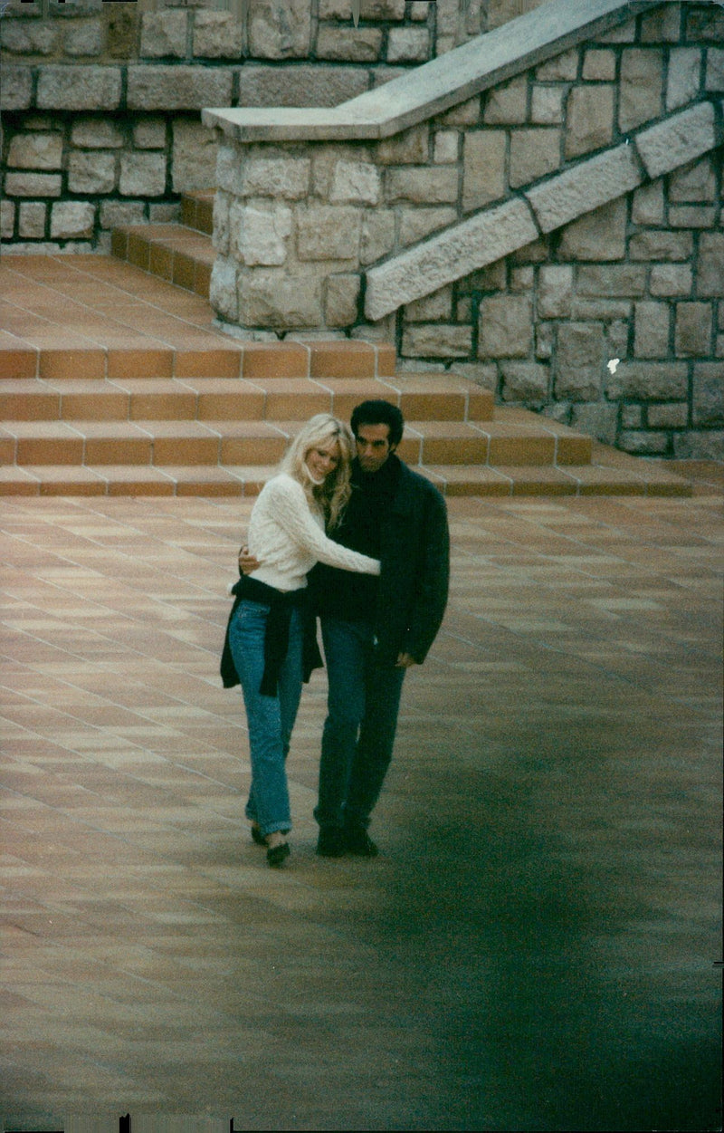 The newly-announced couple David Copperfield and Claudia Schiffer in Monaco - Vintage Photograph