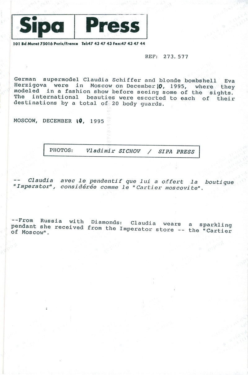 Claudia Schiffer on a visit to Moscow - Vintage Photograph