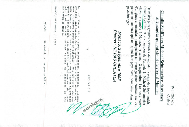 Michael Schumacher and Claudia Schiffer in Monaco - Vintage Photograph