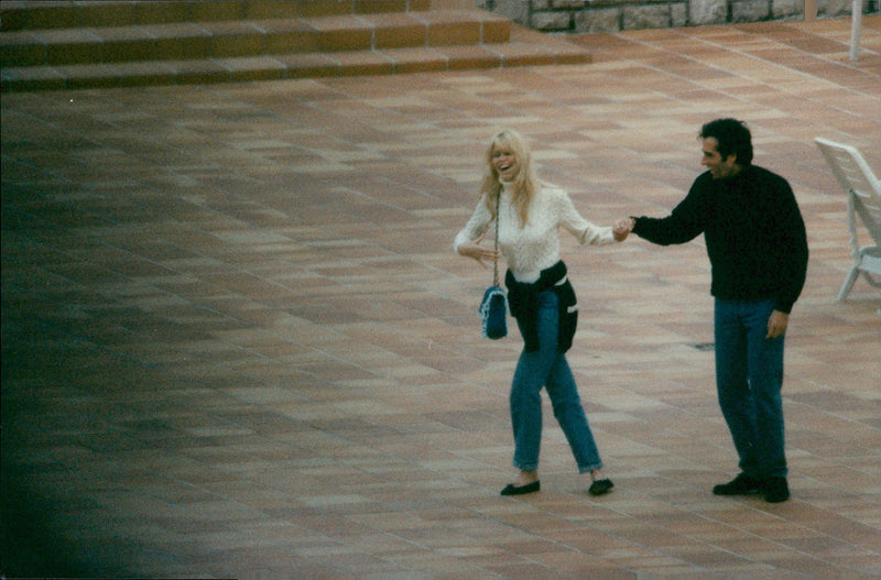 The newly-announced couple David Copperfield and Claudia Schiffer in Monaco - Vintage Photograph