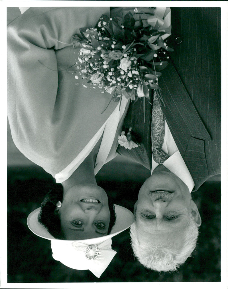 Chris Chittell as Eric with Kate Dove as Elizabeth in TV series 'Emmerdale' - Vintage Photograph