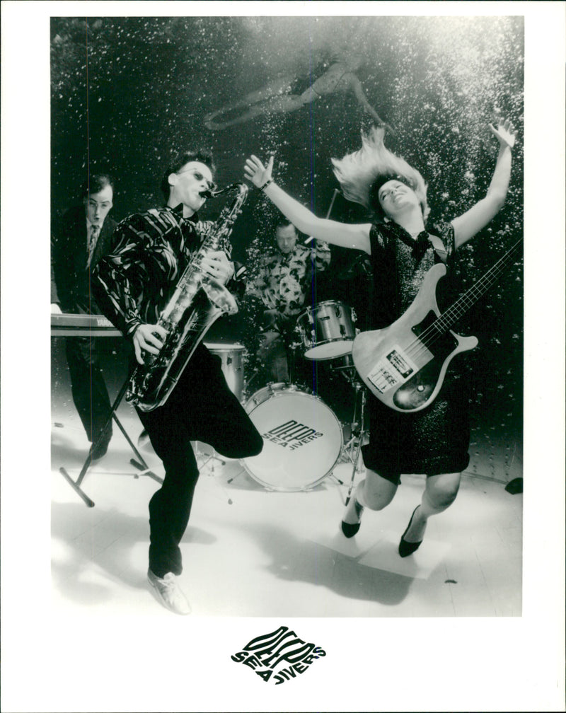Musical group 'Deep Sea Diver' in bottom of the sea - Vintage Photograph