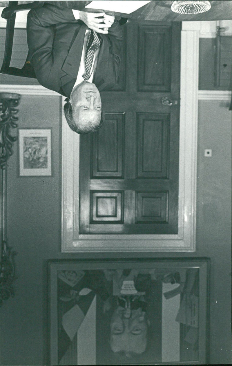 Charles Haughey in his home after meeting. - Vintage Photograph