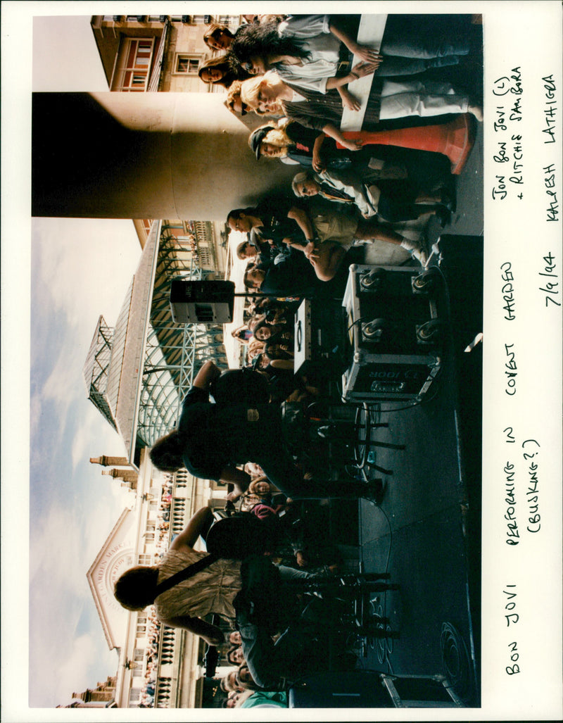 Bon Jovi Rock band at garden busk. - Vintage Photograph