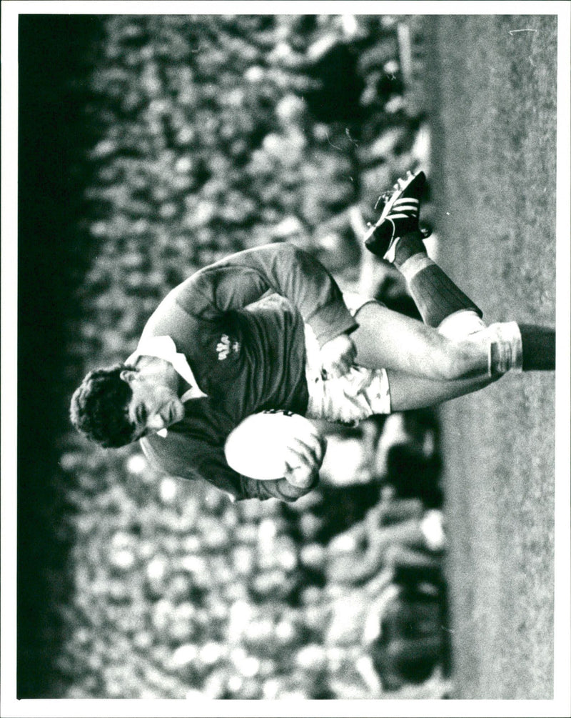 Llanelli RFC captain David Pickering rushing with ball - Vintage Photograph