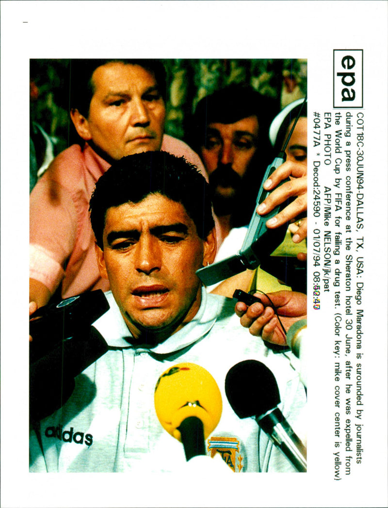 Diego Armando Maradona press conference. - Vintage Photograph