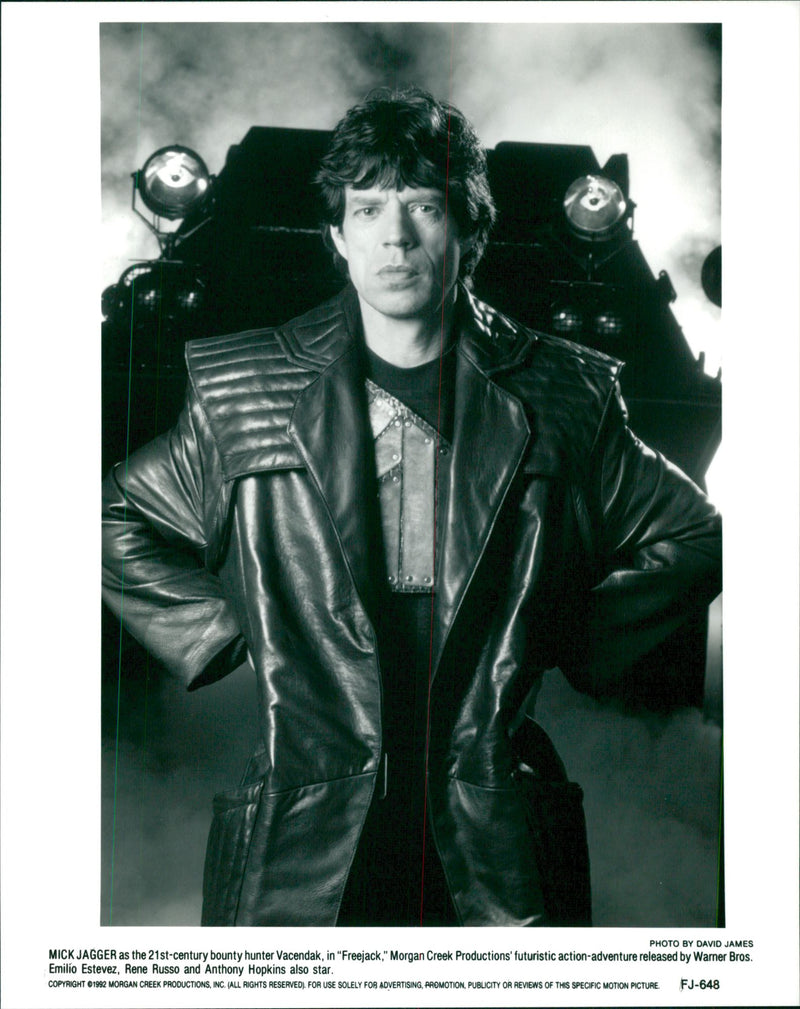 Mick Jagger as the 21st-century bounty hunter Vacendak in 1992's film "Freejack" - Vintage Photograph
