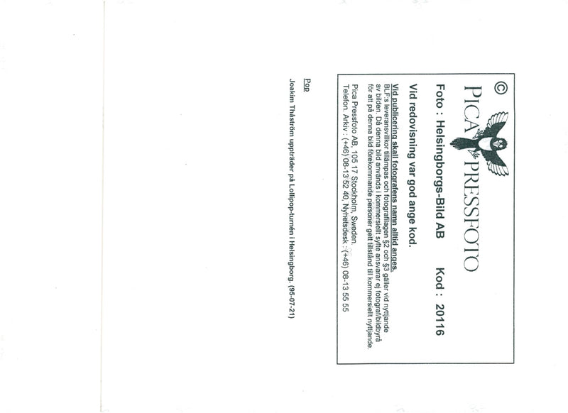 Joakim ThÃ¥strÃ¶m during a concert on the Lollipop tour - Vintage Photograph