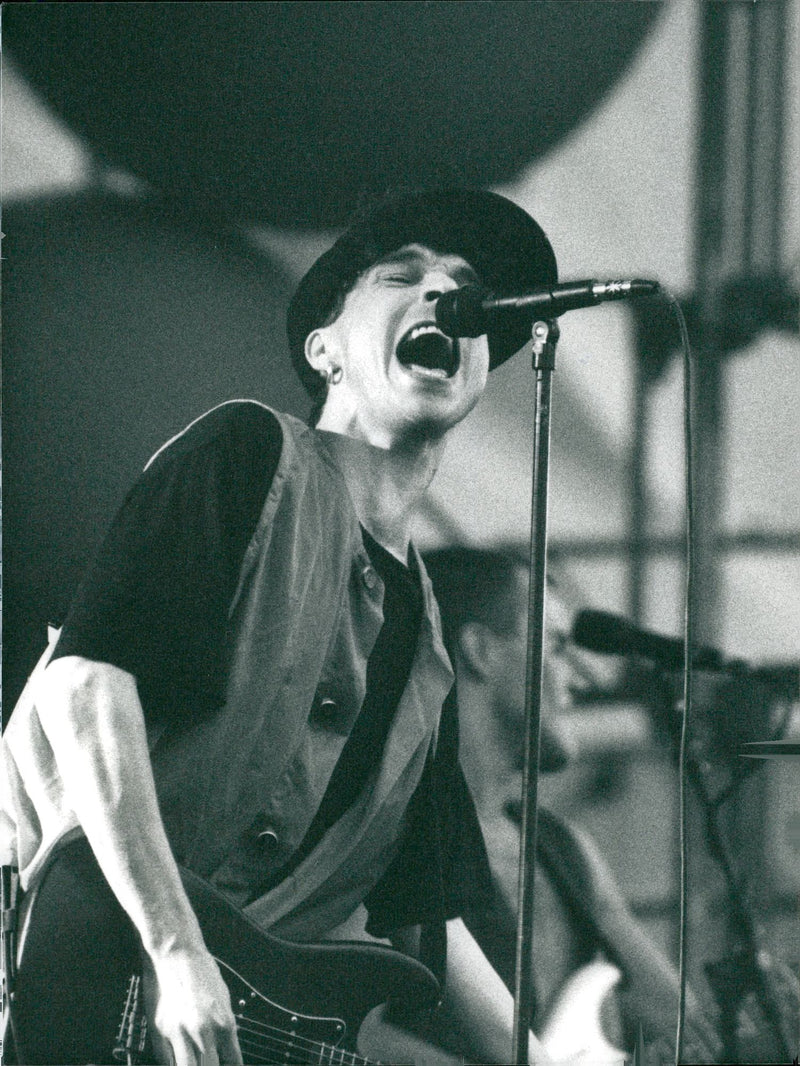 Joakim Thåström during a concert at the Maritime Museum - Vintage Photograph