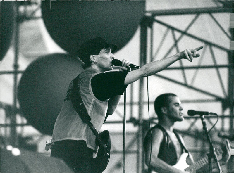 Joakim Thåström during a concert at the Maritime Museum - Vintage Photograph
