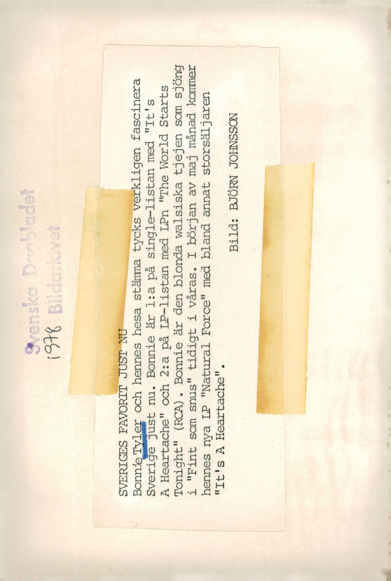 Bonnie Tyler, singer - Vintage Photograph