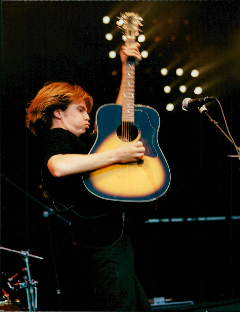Concert picture on Joey Tempest taken at an unknown gig. - Vintage Photograph