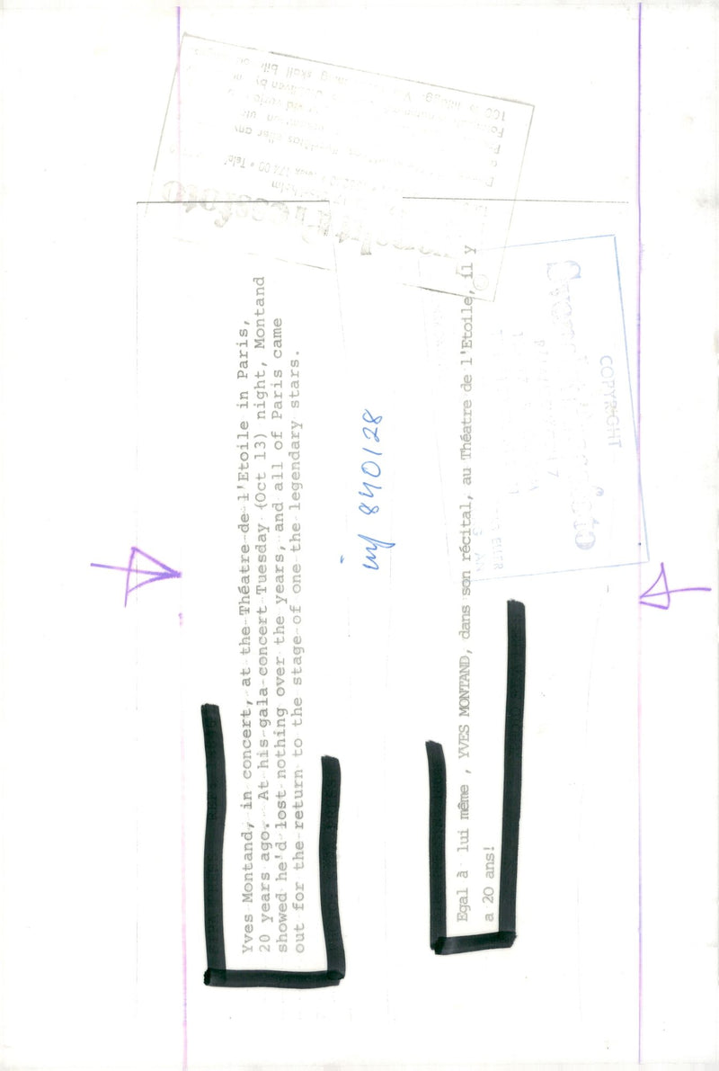 Yves Montand on stage during his Olympic concert - Vintage Photograph