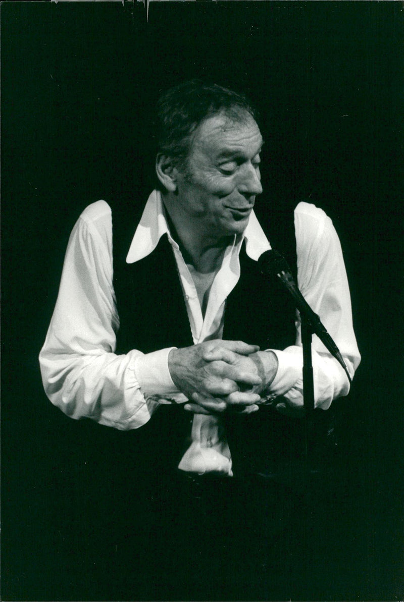 Yves Montand on stage during his Olympic concert - Vintage Photograph