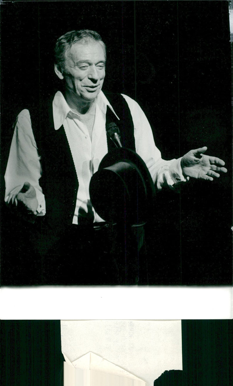 Yves Montand on stage during his Olympic concert - Vintage Photograph
