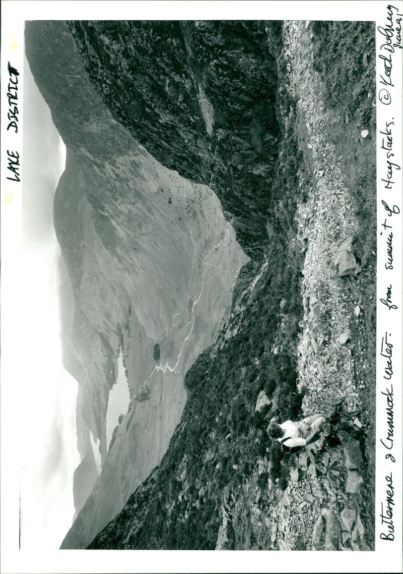 Buttermere and Crummock water from summit of Haystacks. - Vintage Photograph