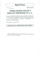 Scriptwriter David E. Kelley along with his wife Michelle Pfeiffer at the premiere of A Midsummer Nights Dream - Vintage Photograph