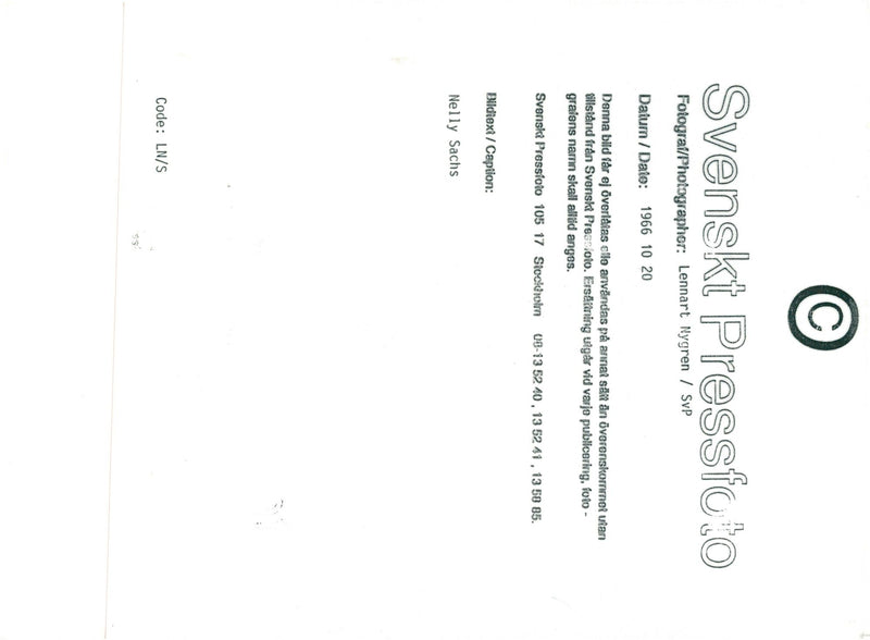 Författaren Nelly Sachs - Vintage Photograph