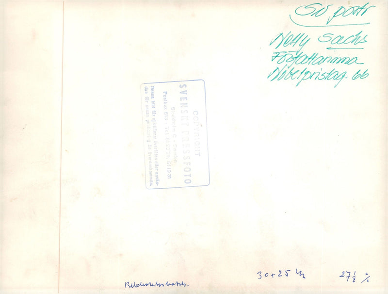 Författaren Nelly Sachs - Vintage Photograph