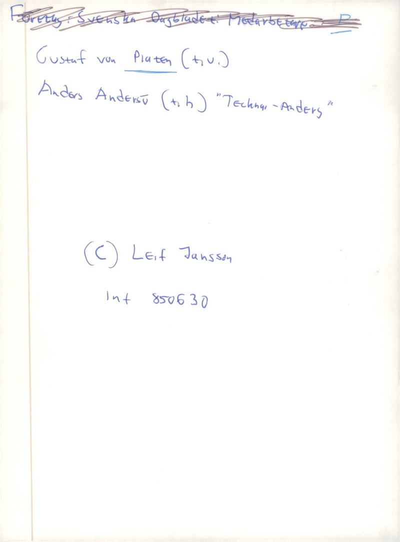 Gustaf von Platen and Anders Andersö &quot;Tecknar-Anders&quot; - Vintage Photograph