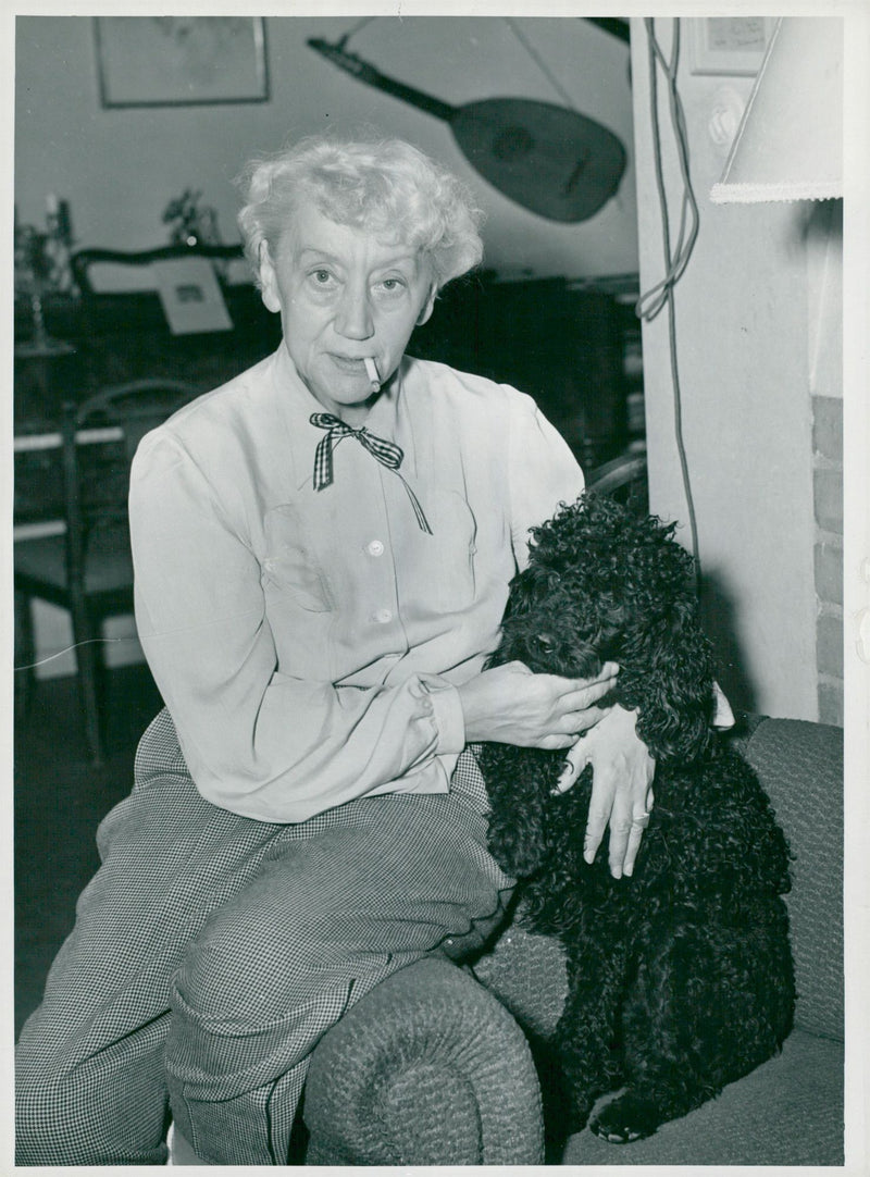 Naima Wifstrand with his dog - Vintage Photograph