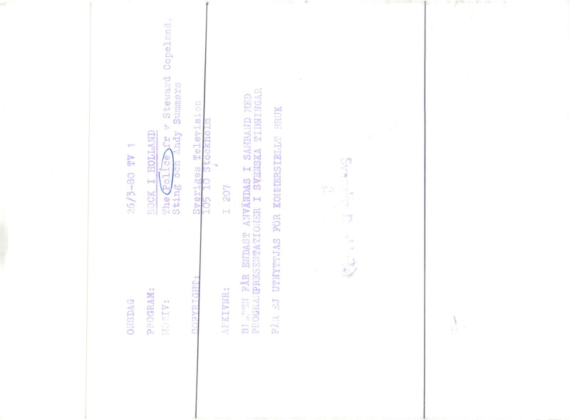 The Police. Fr. v. Steward Copeland, Sting and Andy Summers - Vintage Photograph