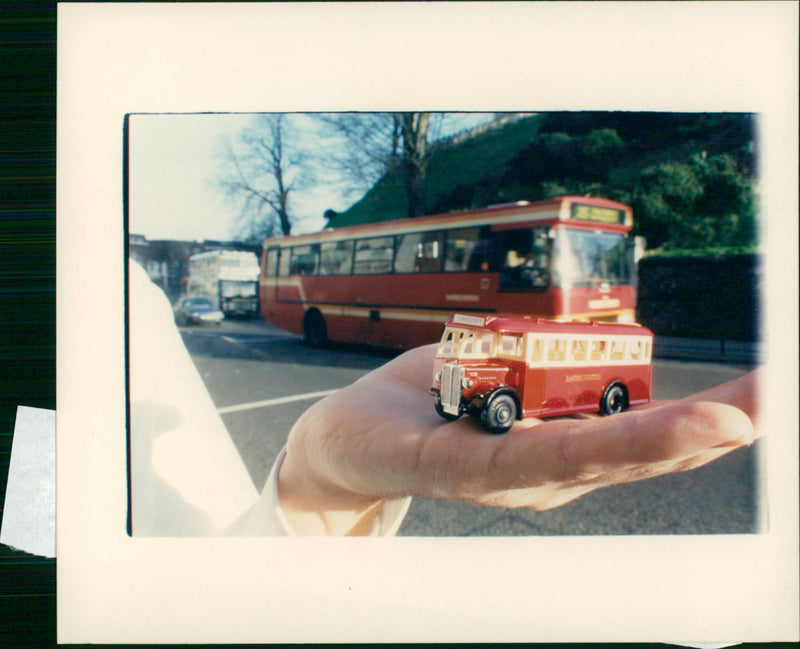 Model cars,ships and airplanes A tiny version of a vintage bus - Vintage Photograph