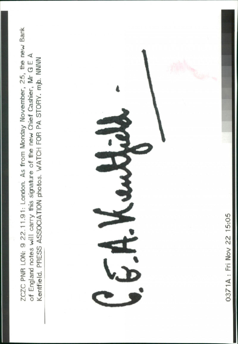 Bankof England notes will carry this signature of the new Chief Cashier - Vintage Photograph