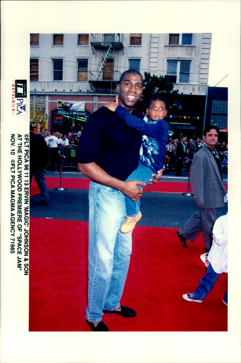 The bass player Earvin &quot;Magic&quot; Johnson with his son - Vintage Photograph