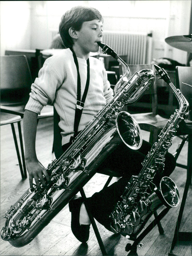 MUSIC INSTRUMENT- Baritone SAXOPHONE - Vintage Photograph