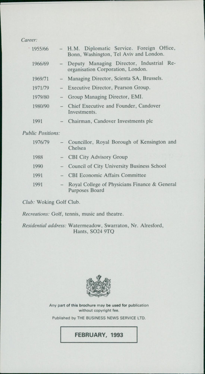 PUBLISHED CAREER ROYAL MUSIC ENGLAND - Vintage Photograph